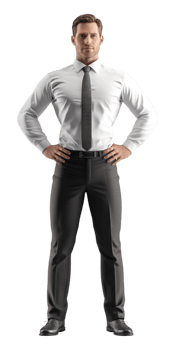 A man in a white shirt and black tie png