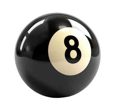 Black billiard ball with number eight, cut out png