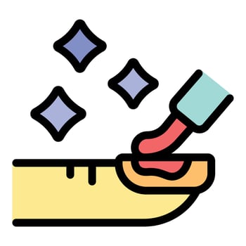 Beautician applying nail polish for a shiny manicure vector