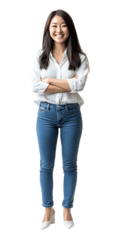 A woman in jeans and a white shirt png