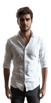 A man in a white shirt and jeans png