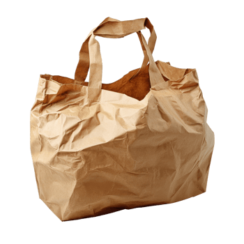 A crumpled brown paper bag rests on a flat surface png