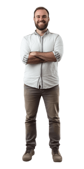 A man with a beard and a white shirt png