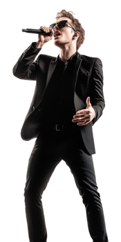 A man in a suit and sunglasses is singing png