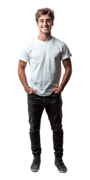A man in a white t - shirt and jeans png