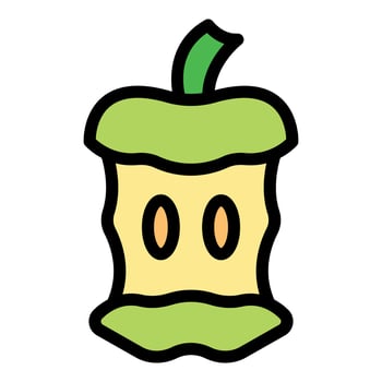 Green apple core showing seeds, healthy eating concept vector