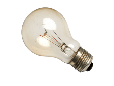 Traditional filament light bulb on white png