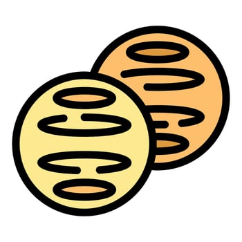 Two round burger buns with sesame seeds showing a delicious texture vector