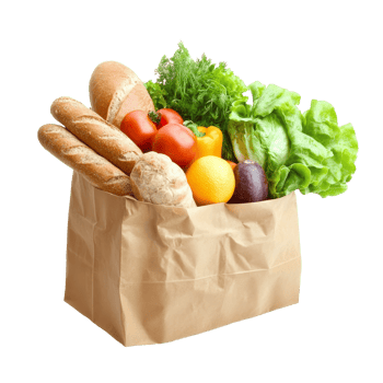 Fresh grocery bag filled with healthy food items png