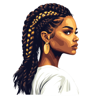 Creative portrait of a woman with stylish braids png