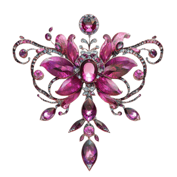 Decorative brooch featuring vibrant purple gems png