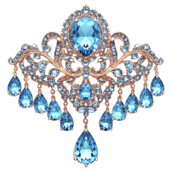 Intricate blue gemstone brooch png