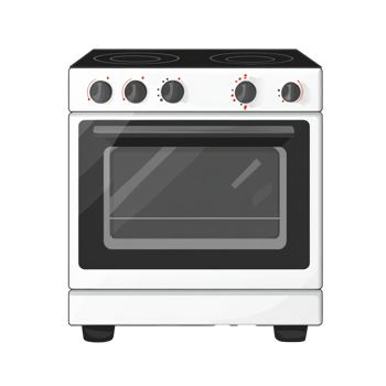 Cooking stove with four burners and oven front png