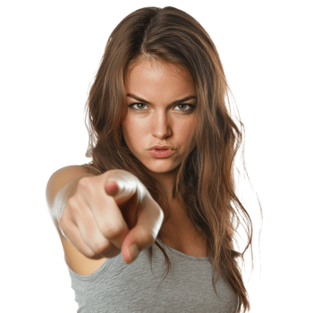 Determined young woman pointing png