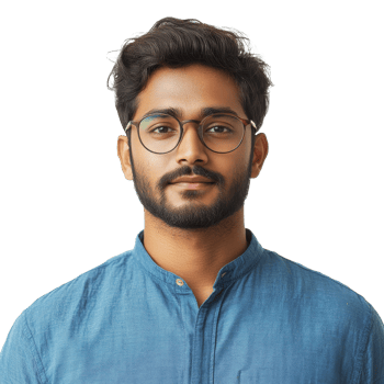 Young man with glasses posing for portrait indoors png