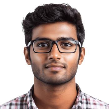 Man in glasses and plaid shirt poses png