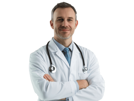 Confident healthcare pro in lab coat png