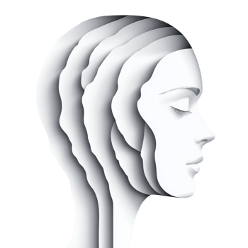 Abstract profile of a woman with layered design png