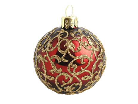 Brightly decorated red and gold Christmas ornament png