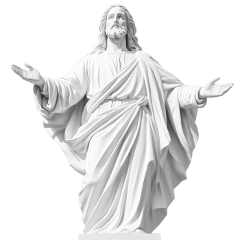 White marble Jesus statue with arms outstretched png