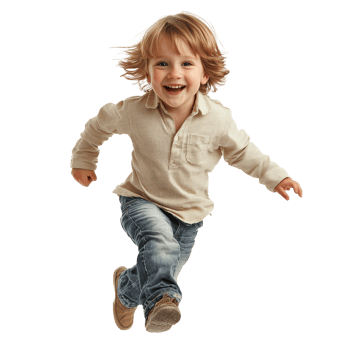 Happy child running with joy in playful spirit png