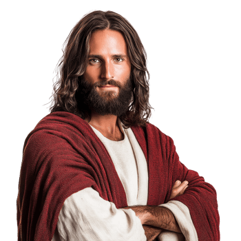 Jesus figure with long hair and beard in robe png