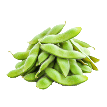 Fresh green edamame beans stacked neatly png