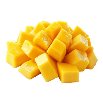 Fresh mango cubes piled high for a vibrant snack png