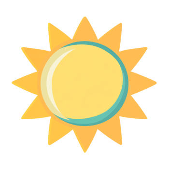Bright sun symbol illustrating a sunny day png