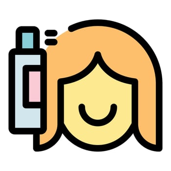 Hairdresser applying hair product to woman, hair treatment icon vector