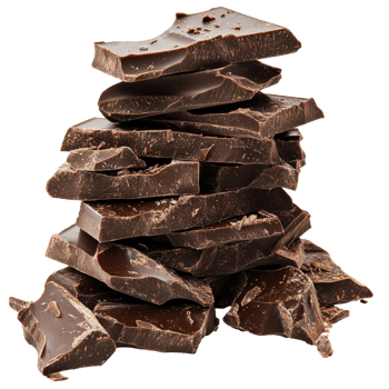 Attractive stack of dark chocolate pieces png