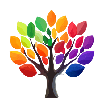 Colorful tree with diverse leaves in autumn hues png