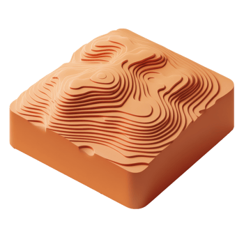 Unique textured orange block with wavy patterns png