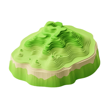 Model of a green terrain with layered topography png