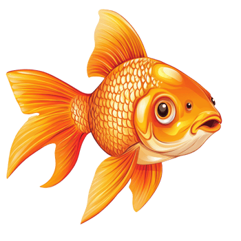 Bright orange goldfish swimming in clear water png
