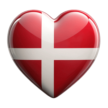 A Heart Shaped Image Representing The Danish Flag Perfect For Showcasing Patriotism, National Pride, and Love For Denmark. Ideal for websites, social media, presentations, png