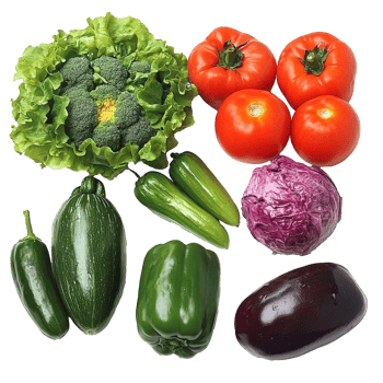 Fresh vegetables arranged for a healthy meal prep png