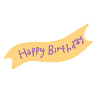 illustration of a ribbon with text Happy Birthday png