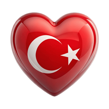 Heart shaped Turkish Flag Perfect for patriotic displays, social media, and website designs. Show your love for Turkey with this vibrant and symbolic image. png