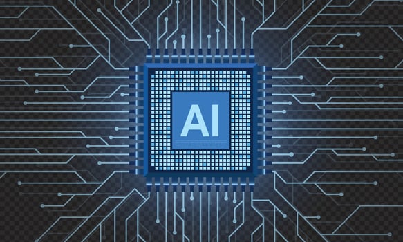 Artificial intelligence micro chip illustration. Quantum computing. Digital technology artificial intelligence concept design. Abstract futuristic hitech style. illustration vector