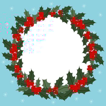 Winter, Christmas and New Year border or frame with holly plant wreath. Can be used for packaging, labels, card, banner vector