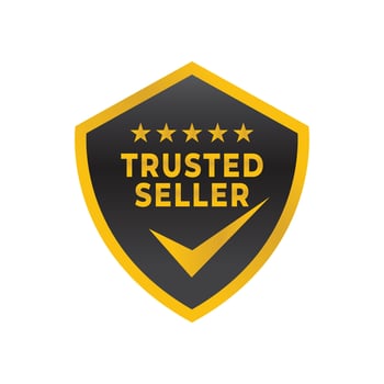 trusted seller logo design gold concept idea with shield badge vector