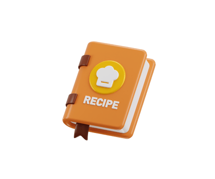 Recipe book icon 3d render concept of food cooking recipe book 3d icon png