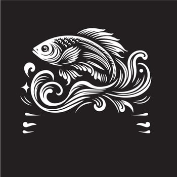 A fish with a swirl on a black background vector
