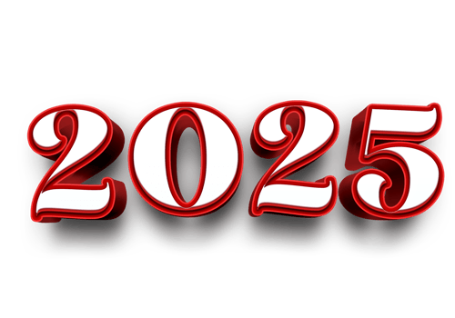 3D 2025 Text with Shadow Effect Modern New Year Design png