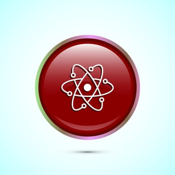 Data science icon design illustration. Big data, digital tech icon, Red Color Round Button Design vector