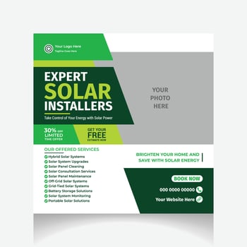 Solar Energy social media post design layout vector