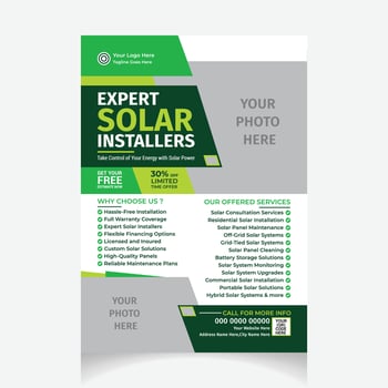 Solar Energy Flyer design vector