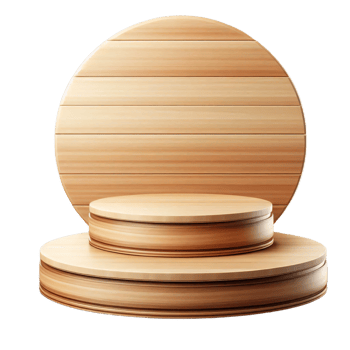 Wooden round podium with wooden base png