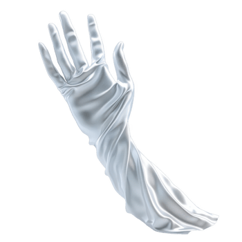 Elegant white gloves resting on a hand, highlighting their smooth design in bright light png